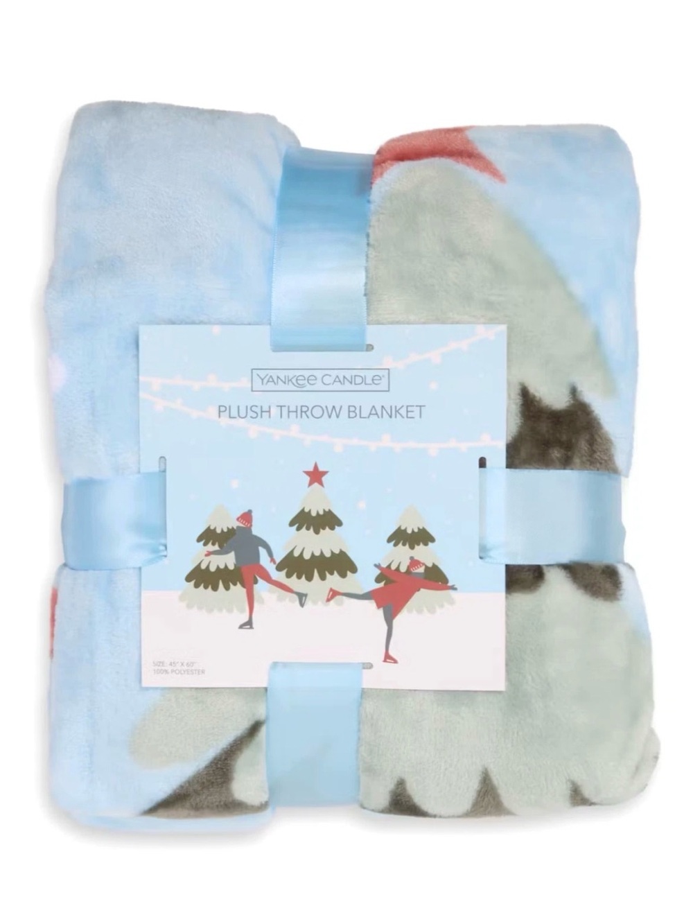 Yankee Candle X-Mas Ice Skatings Plush Blanket 45" x 60" Throw Blanket SEALED